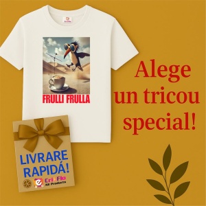 Tricou Barbat Tralalero Tralala cu personajul Frulli Frulla - Italian Brainrot Meme