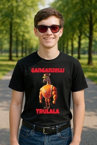 Tricou Barbat Tralalero Tralala cu personajul Ganganzelli Trulala Italian Brainrot Meme Humor - Img 2