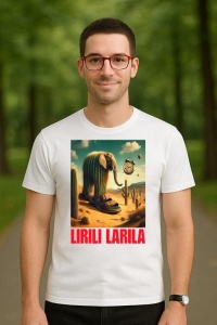 Tricou Barbat Tralalero Tralala cu personajul Lirili Larila - Italian Brainrot Meme - Img 3