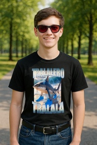 Tricou Barbat Tralalero Tralala cu personajul Tralalero Tralala Bootleg Brainrot Italian Brainrot Meme (4) - Img 2
