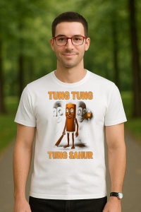 Tricou Barbat Tralalero Tralala cu personajul Tung Tung Tung Sahur Funny Animal Italian Brainrot Meme - Img 5