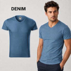 Tricou Bărbați cu Guler în V, 100% Bumbac, Slim Fit, 180 g/m², 14 Culori, Mărimi S–3XL - Img 20