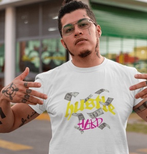 Tricou Barbati Haios Personalizat - Hustle Hard - Cadou