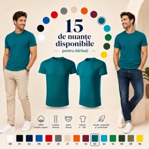 Tricou Bărbați Malfini Origin GOTS 171, 100% Bumbac Organic, 160 g/m², Guler Rotund, Label Free, Mărimi S 3XL, 15 Culori - Img 7