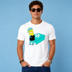 Tricou Bart Simpson Teal Hair Outfit Urban Pe Cutie Turcoaz, din bumbac 100% Copii | Dama | Barbat - Img 3
