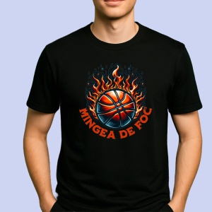 Tricou Basket, Mingea de foc Negru, Basketball Negru, Burn Game Negru, Copii | Dama | Barbat - Img 2