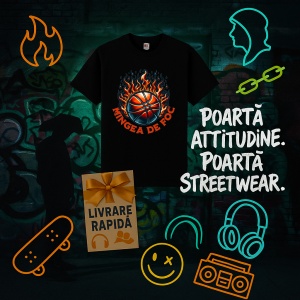 Tricou Basket, Mingea de foc Negru, Basketball Negru, Burn Game Negru, Copii | Dama | Barbat - Img 4