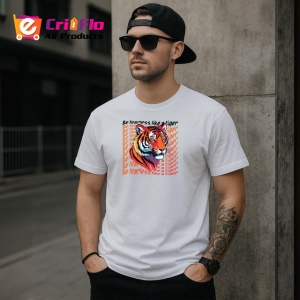 Tricou Be Fearless Tigru Colorat Portocaliu, din bumbac 100% , tricou alb pentru Copii | Dama | Barbat - Img 9