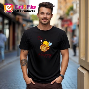 Tricou Be Happy Albina, din bumbac 100%, tricou negru, Dama | Barbat - Img 3