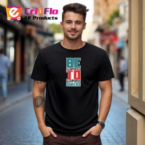 Tricou Be Inspired To Inspire Others Fundal Gri, din bumbac 100%, tricou negru Copii | Dama | Barbat - Img 5
