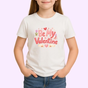 Tricou Be My Valentine Iepuras Dragut Roz, din bumbac 100% , tricou alb pentru Copii | Dama | Barbat