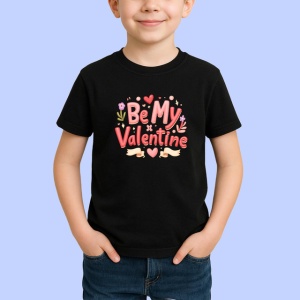 Tricou Be My Valentine Iepuras Dragut Roz, din bumbac 100%, tricou negru Copii | Dama | Barbat - Img 2