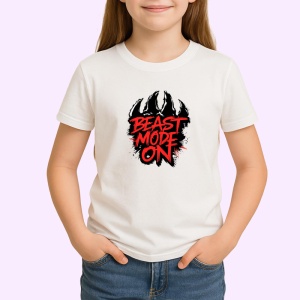 Tricou Beast Mode On Text Rosu Intens, Copii | Dama | Barbat - Img 3