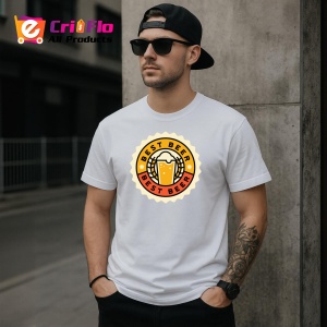 Tricou Best Beer Badge, din bumbac 100%, tricou alb, Dama | Barbat - Img 3
