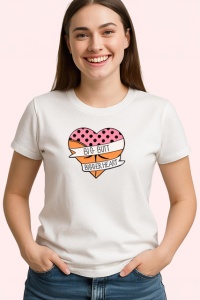 Tricou Big Butt Bigger Heart Inima Bullet, din bumbac 100% , tricou alb pentru Dama | Barbat - Img 2