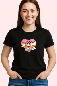 Tricou Big Butt Bigger Heart Inima Bullet, din bumbac 100%, tricou negru Dama | Barbat - Img 2