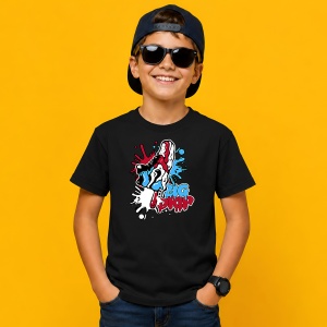 Tricou Big Drip Sneaker Splash Blue Red Urban Graffiti Design, din bumbac 100%, tricou negru, Copii | Dama | Barbat - Img 3