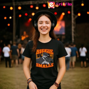 Tricou Biggie Smalls - Orange Font, muzica Rock (Heavy Metal), Dama | Barbat | Copii, Culoare Negru - Img 5