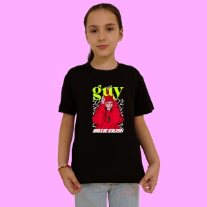 Tricou Billie Eilish - Red Hoodie, muzica Hip-Hop / Trap, Dama | Barbat | Copii, Culoare Negru - Img 2