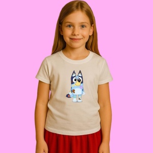 Tricou Bingo Cu Haine Pictate, din bumbac 100%, tricou alb, Copii | Dama | Barbat