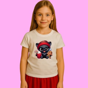 Tricou Black Panther Chibi Craciun, din bumbac 100%, tricou alb, Copii | Dama | Barbat - Img 2