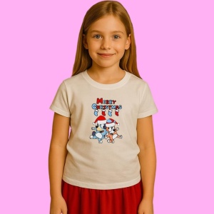 Tricou Bluey Merry Christmas Text, din bumbac 100%, tricou alb, Copii | Dama | Barbat - Img 2