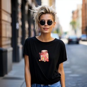 Tricou Borcan cu bomboane Negru, Copii | Dama | Barbat - Img 12
