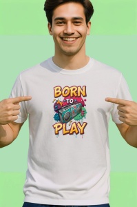 Tricou Born To Play Casetofon Verde, Copii | Dama | Barbat - Img 2