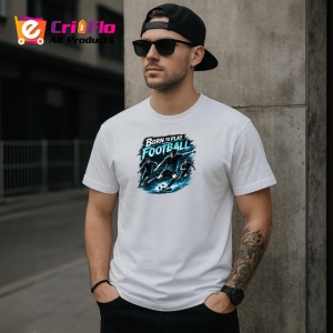 Tricou Born To Play Football Jucator Teren V2, din bumbac 100% , tricou alb pentru Copii | Dama | Barbat - Img 9