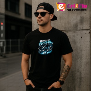 Tricou Born To Play Football Jucator Teren V2, din bumbac 100%, tricou negru Copii | Dama | Barbat - Img 6