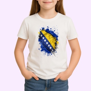 Tricou Bosnia And Herzegovina Steag Splash Art, Copii | Dama | Barbat - Img 3