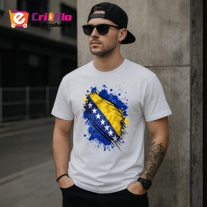 Tricou Bosnia And Herzegovina Steag Splash Art, Copii | Dama | Barbat - Img 4