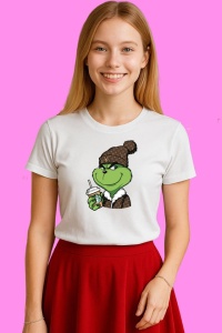Tricou Bougie Grinch Lv Starbucks Coffee, din bumbac 100%, tricou alb, Copii | Dama | Barbat - Img 3