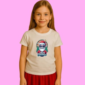 Tricou Brad Cool Cu Ochelari Merry Christmas, din bumbac 100%, tricou alb, Copii | Dama | Barbat - Img 2