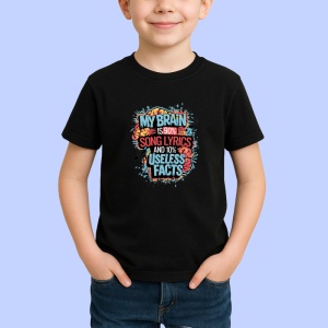 Tricou Brain Is 90 Percent Song Lyrics, Copii | Dama | Barbat, culoare negru - Img 3