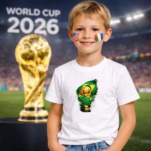 Tricou Brazil World Cup Fifa 2026, din bumbac 100%, tricou alb, Copii | Dama | Barbat - Img 5