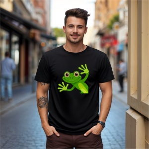 Tricou Broscuta Frog Simpatica Negru, Copii | Dama | Barbat - Img 4