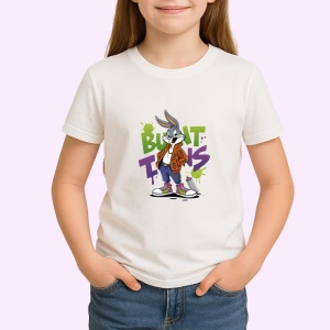 Tricou Bugs Bunny chill vibes cu hoodie și sneakers Copii | Dama | Barbat Barbat - Img 3