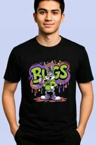 Tricou Bugs Bunny Denim Urban Style, cool si relax Copii | Dama | Barbat, negru - Img 2