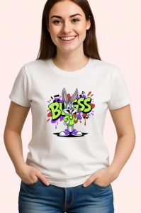 Tricou Bugs Bunny graffiti verde fluo pe fundal mov Copii | Dama | Barbat