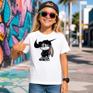 Tricou Bugs Bunny Hanorac Negru Stil Urban Rebel Street Art, din bumbac 100% Copii | Dama | Barbat - Img 4