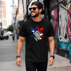 Tricou Bugs Bunny Pe Role Retro Cartoon Logo Colorat, din bumbac 100%, tricou negru, Copii | Dama | Barbat - Img 5