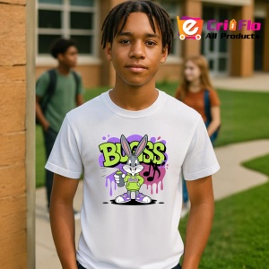 Tricou Bugs Bunny roz violet cu hanorac si gluga Copii | Dama | Barbat Barbat - Img 5