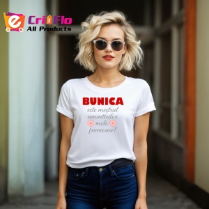 Tricou Bunica Este Mestesugul Amintirilor Mele, din bumbac 100% , tricou alb pentru Dama