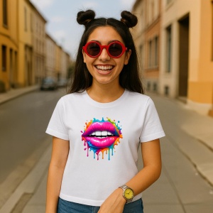 Tricou Buze Colorate Gloss Lipstick - Copii | Dama | Barbat - Img 2