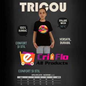 Tricou Buze crem cu trandafiri roz delicati, Lip gloss, Copii | Dama, culoare negru - Img 20