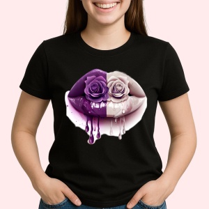 Tricou Buze femeie afine si cirese, Lip gloss, Copii | Dama, culoare negru - Img 3