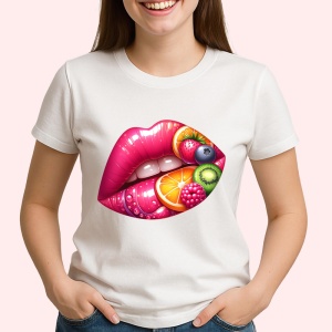 Tricou Buze femeie capsuni si portocala, Lip gloss, Copii | Dama - Img 2