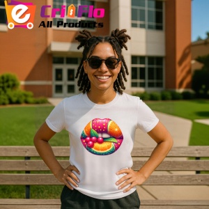 Tricou Buze femeie cu efect metalic si trandafir roz, Lip gloss, Copii | Dama - Img 11