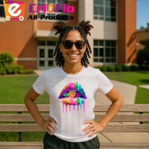 Tricou Buze femeie pictate cu trandafir multicolor, Lip gloss, Copii | Dama - Img 5